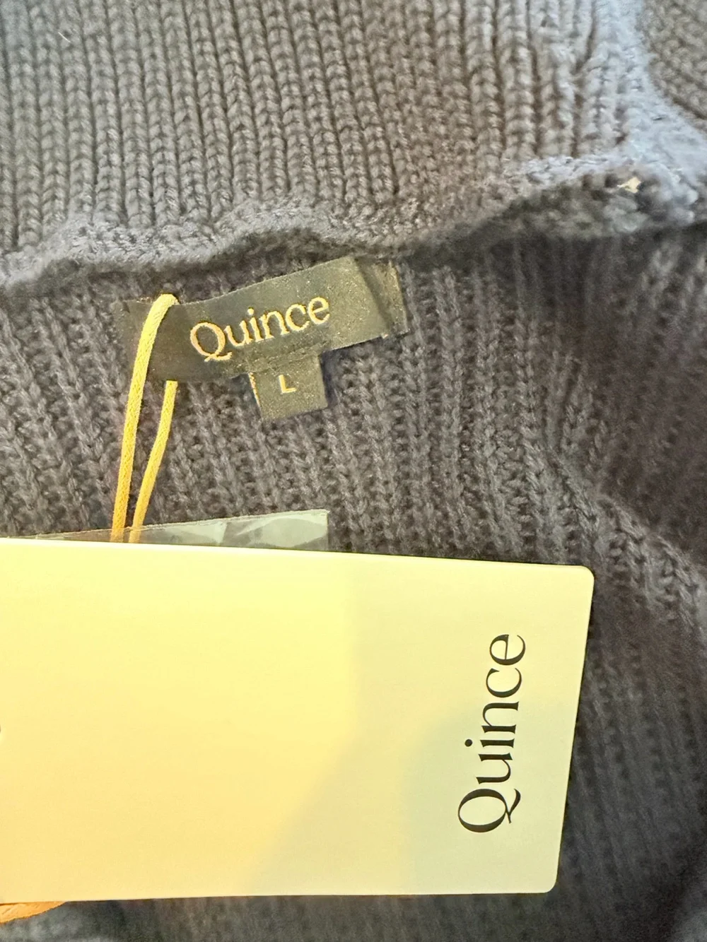 Quince Men's 100% Organic Cotton Ribbed Stitch Navy Blue Shawl-Collar Cardigan L